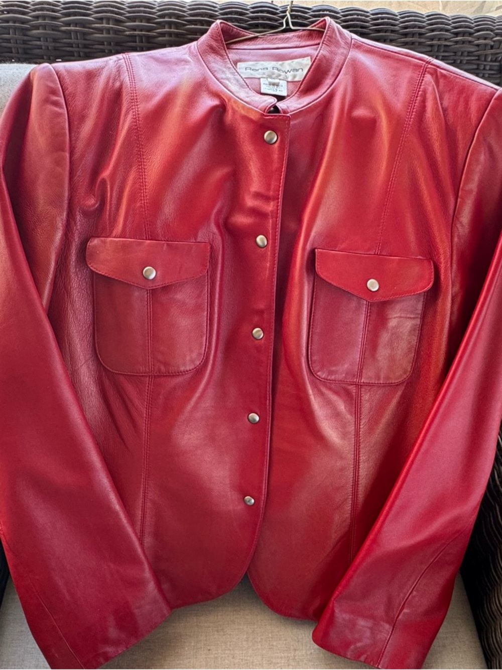 Rena Rowan Red Leather Snap-Front Jacket